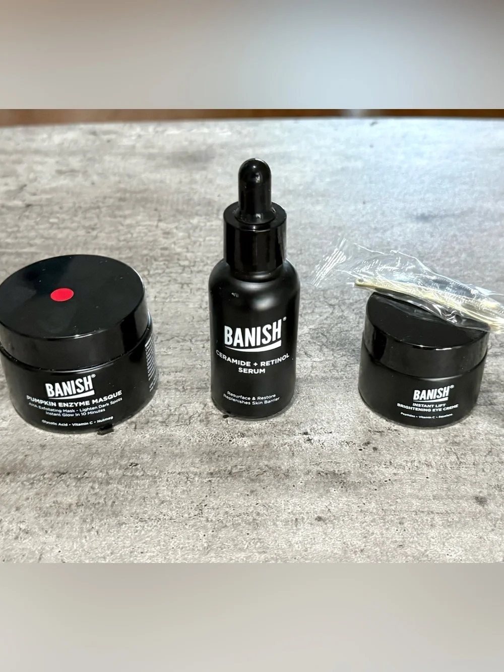 Rare Banish Skincare Bundle w/ Ceramide Serum Pumpkin Masque Eye Lift Creme NEW